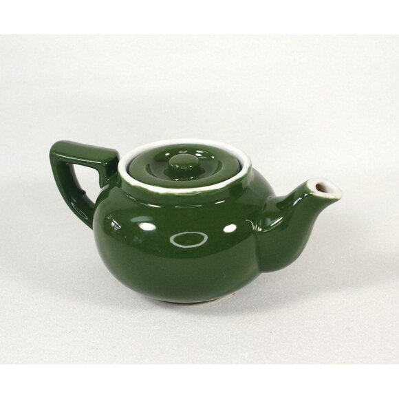 Antique Dark Green and White Teapot 1920s Art Deco, Retro Kitchen - Picture 1 of 8